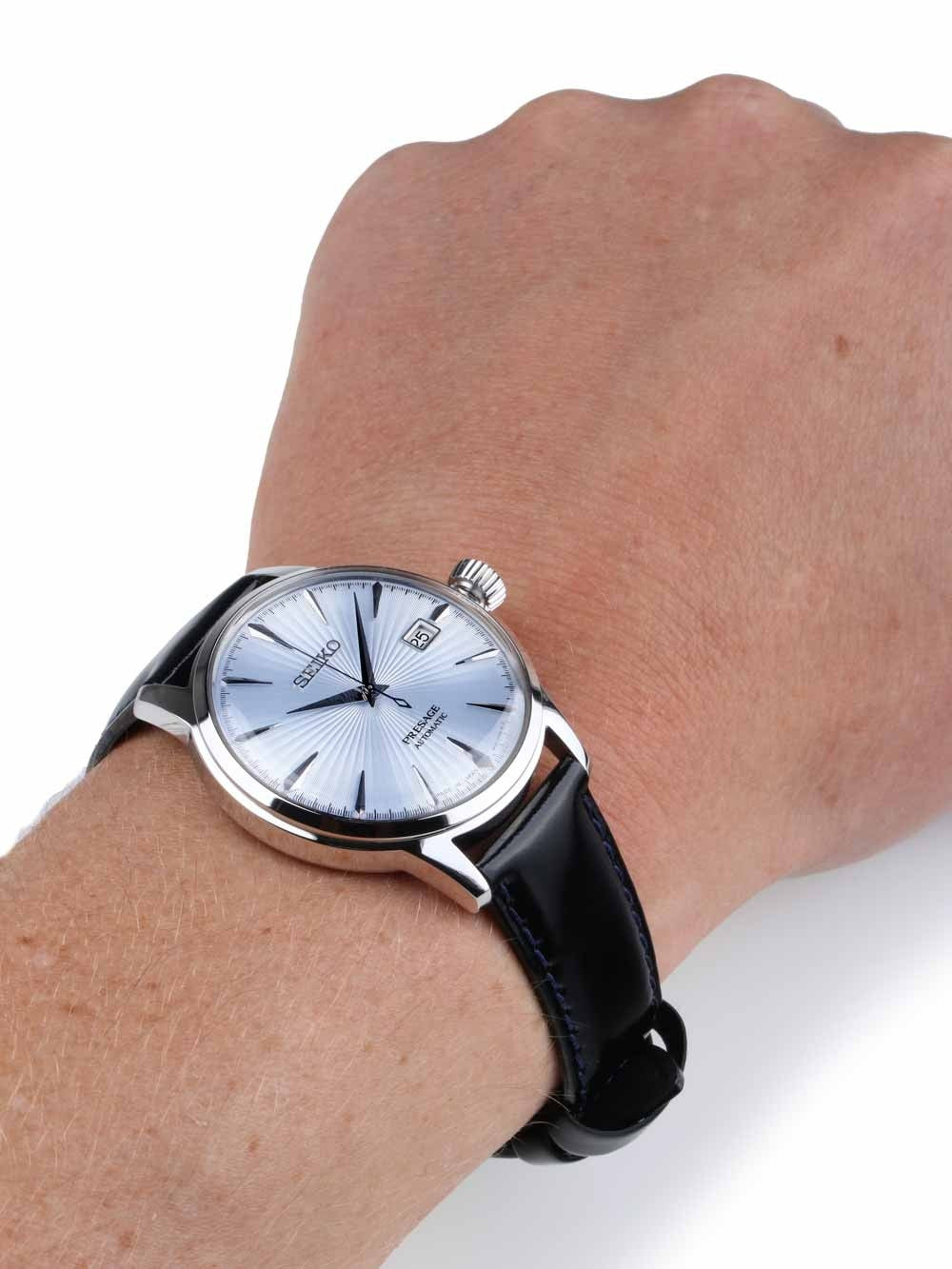 Orologio Uomo Seiko Automatico Presage Solo Tempo Pelle Azzurro SRPB43J1